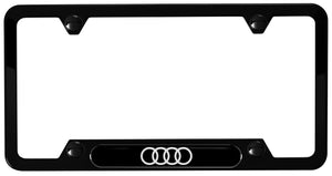 Audi Rings License Plate Frame, Black Powder Coated Stainless Steel