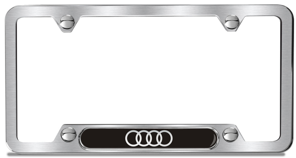 Audi Rings License Plate Frame, Brushed Stainless Steel