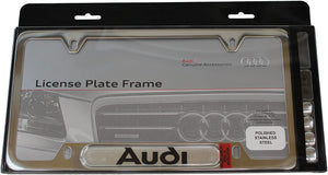 License Plate Frame With Audi Logo - Polished