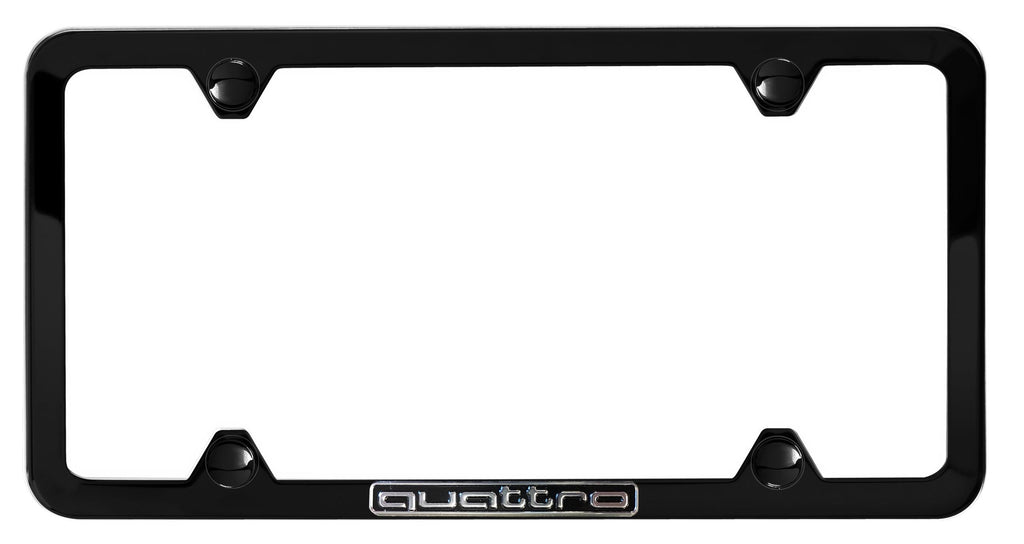 License Plate Frame With Quattro Logo - Black Powder Coated