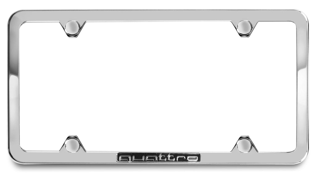 License Plate Frame With Quattro Logo - Polished