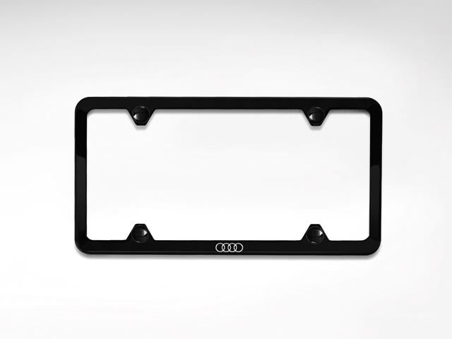 Slimline License Plate Frame With Audi Rings - Black