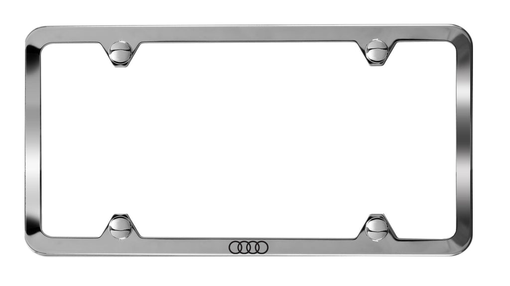 Slimline License Plate Frame With Audi Rings - Polished