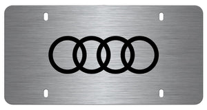 Laser-Etched Audi Rings Vanity Plate, Brushed Stainless